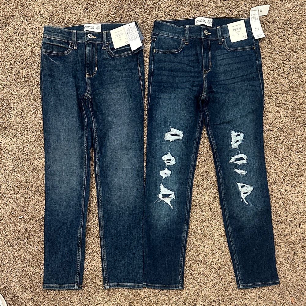 Abercrombie Kids NEW Dark Blue Skinny Jegging Set-one pair with distressing